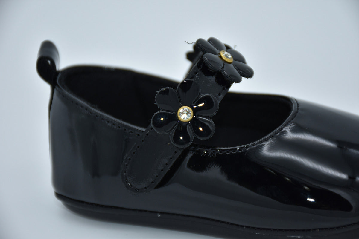 Ballerina Infantil Mirruña Charol Negro Bucarelli Con Flores