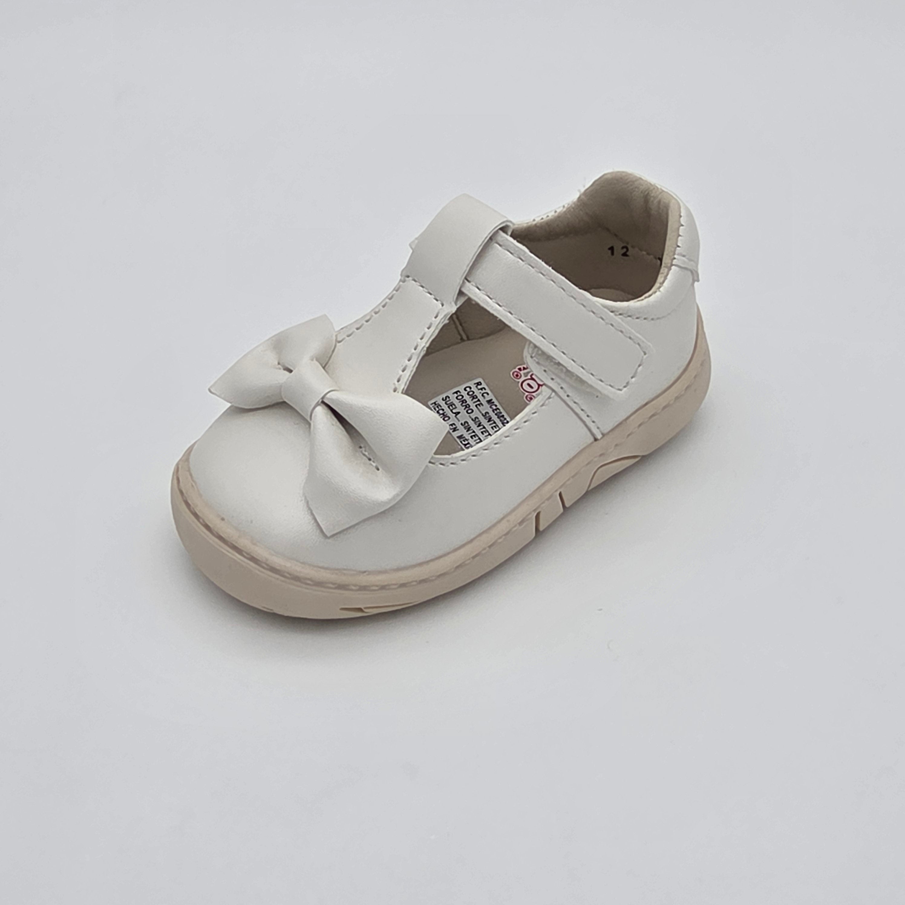Sandalia Infantil Color Blanco Perla Con Moño