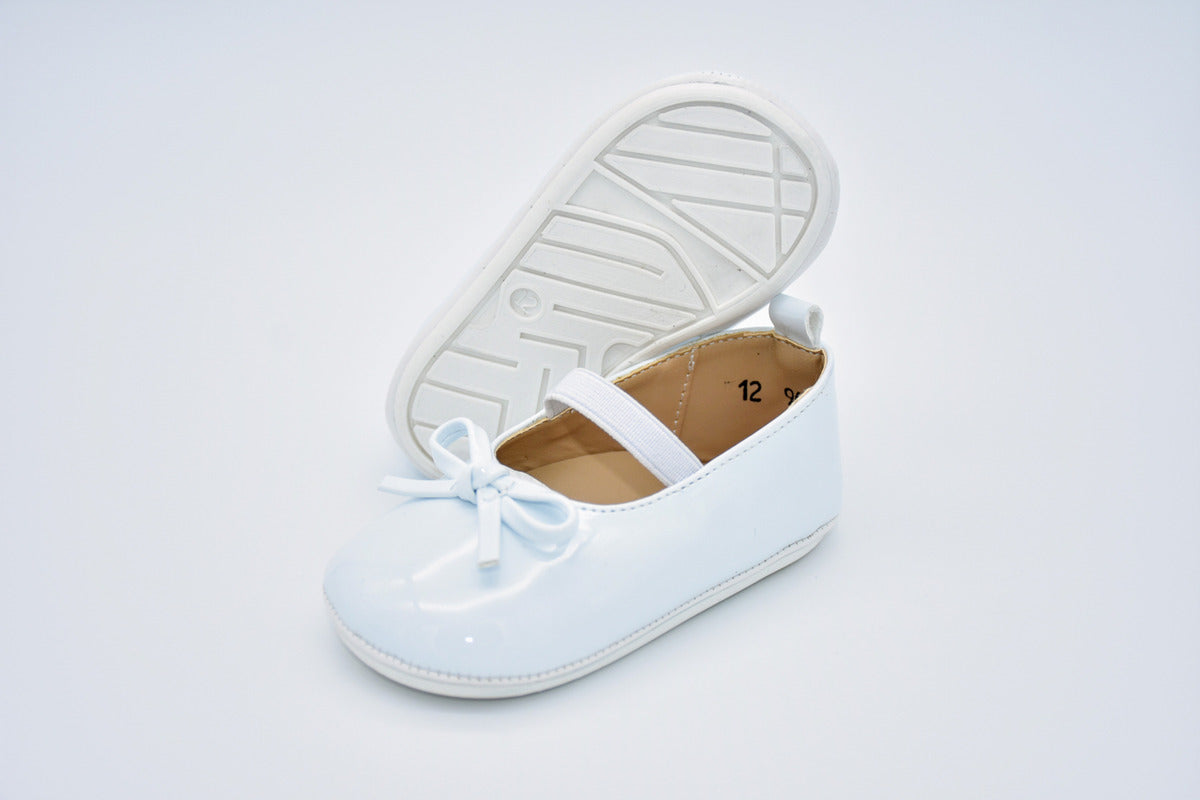 Ballerina Infantil Mirruña En Charol Blanco Con Moño