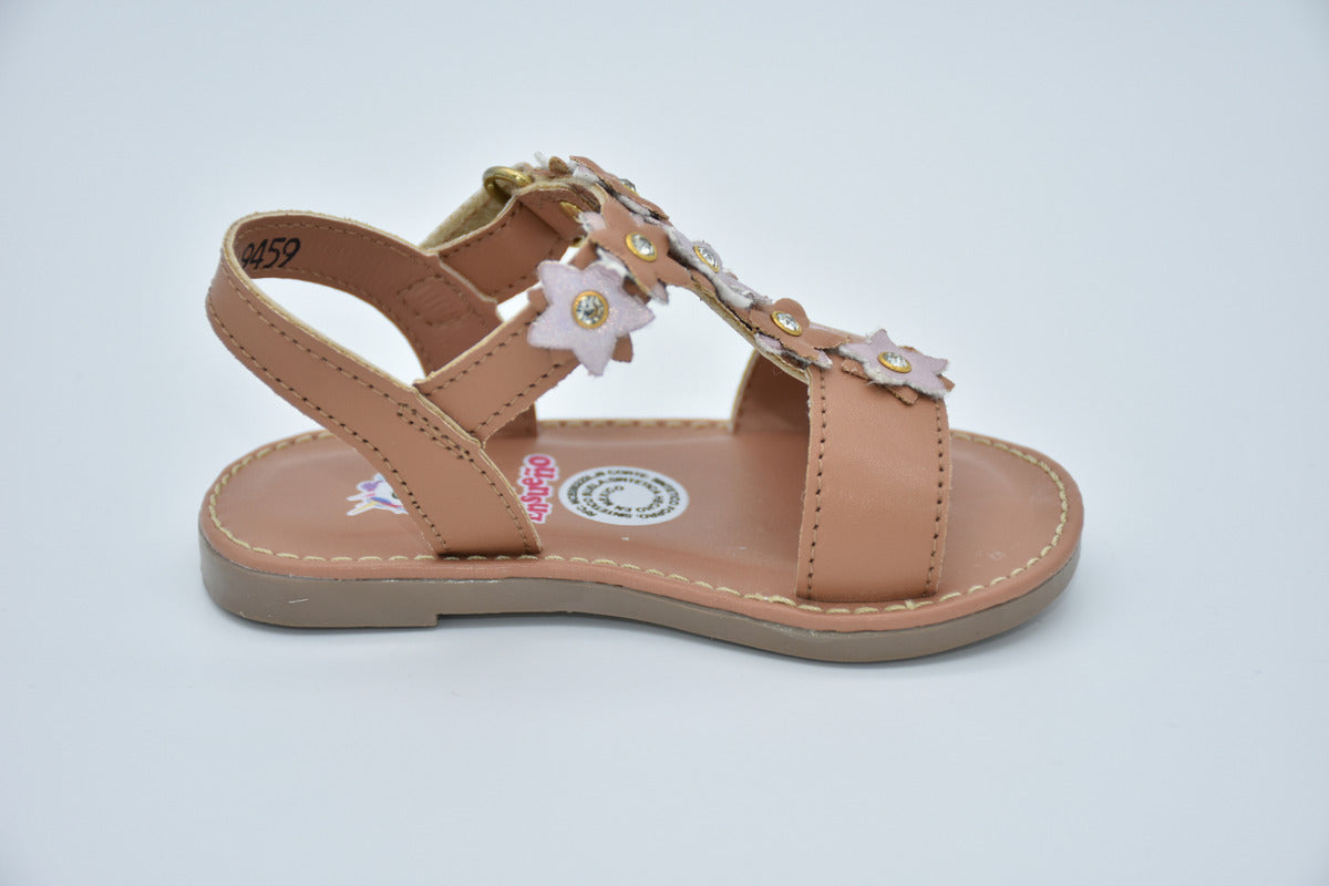 Sandalia Infantil Mirruña En Sintético, Decoración De Flores