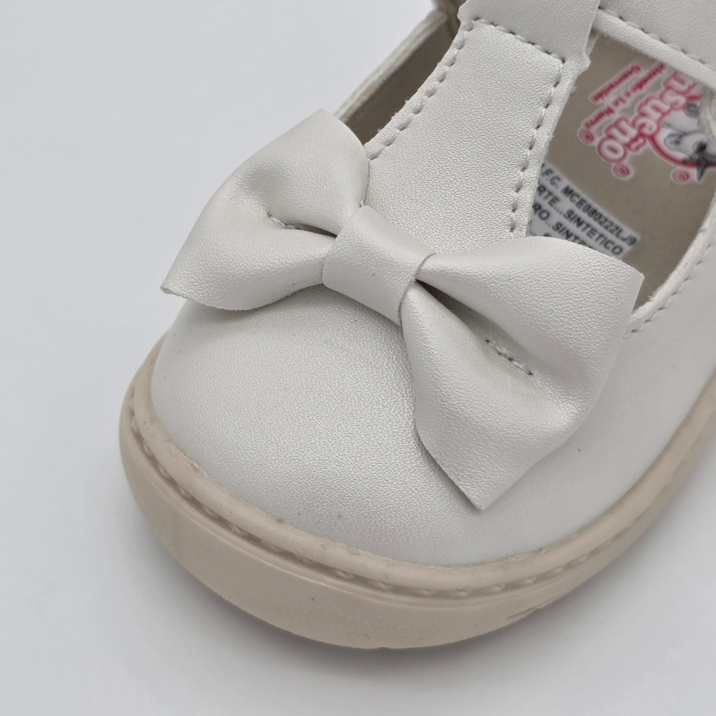 Sandalia Infantil Color Blanco Perla Con Moño