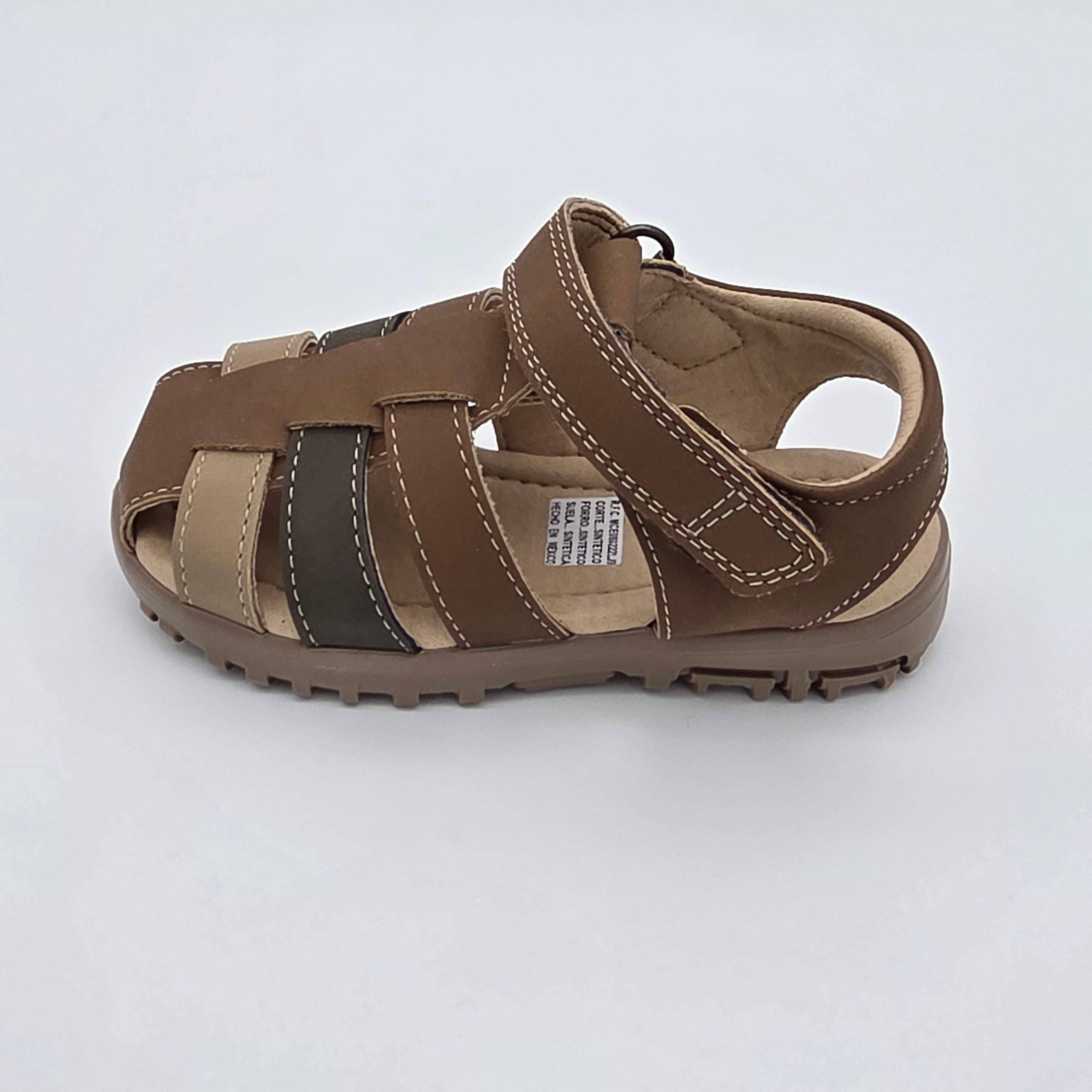 Sandalia Infantil Nobuck Arenilla/Cafe/Verde Militar