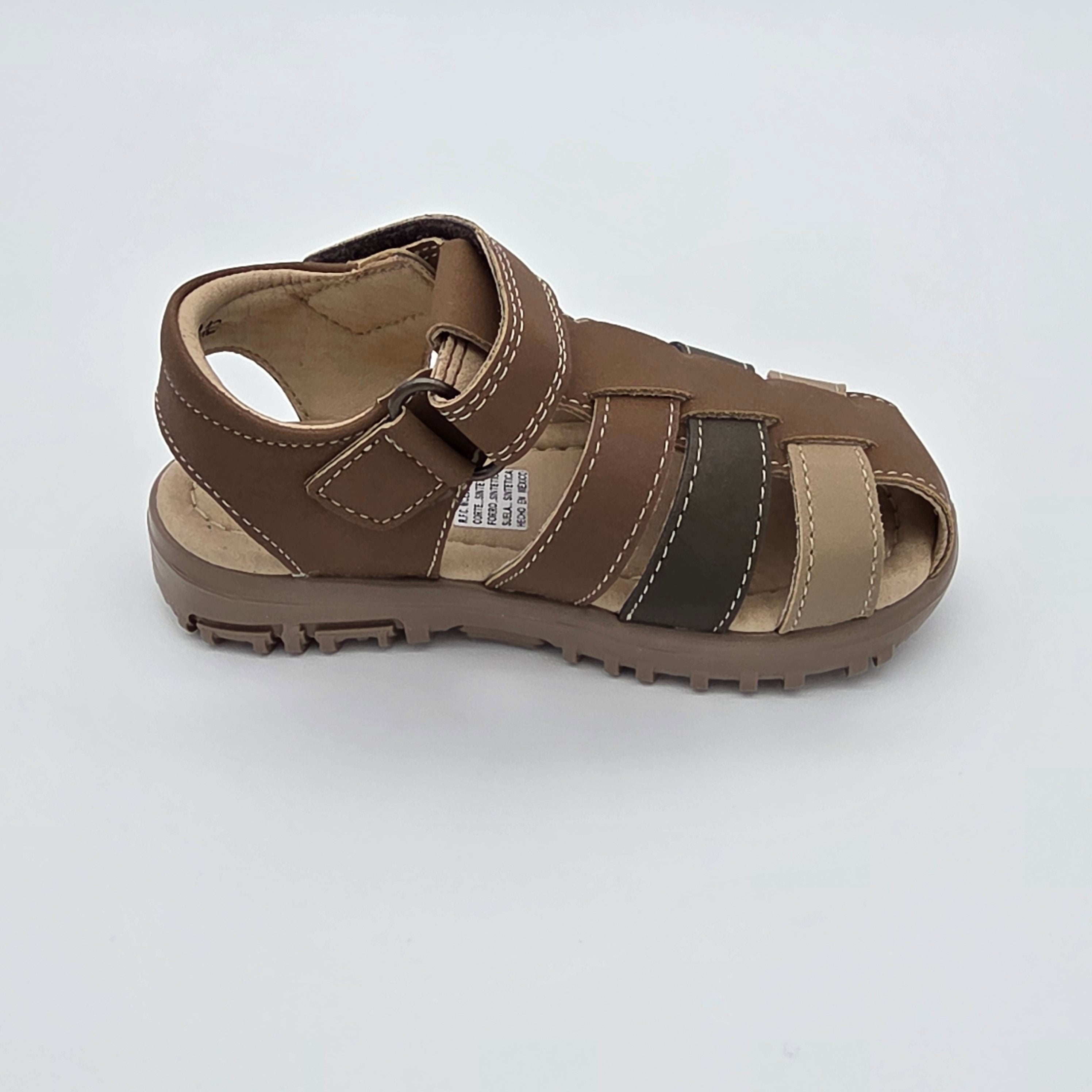 Sandalia Infantil Nobuck Arenilla/Cafe/Verde Militar