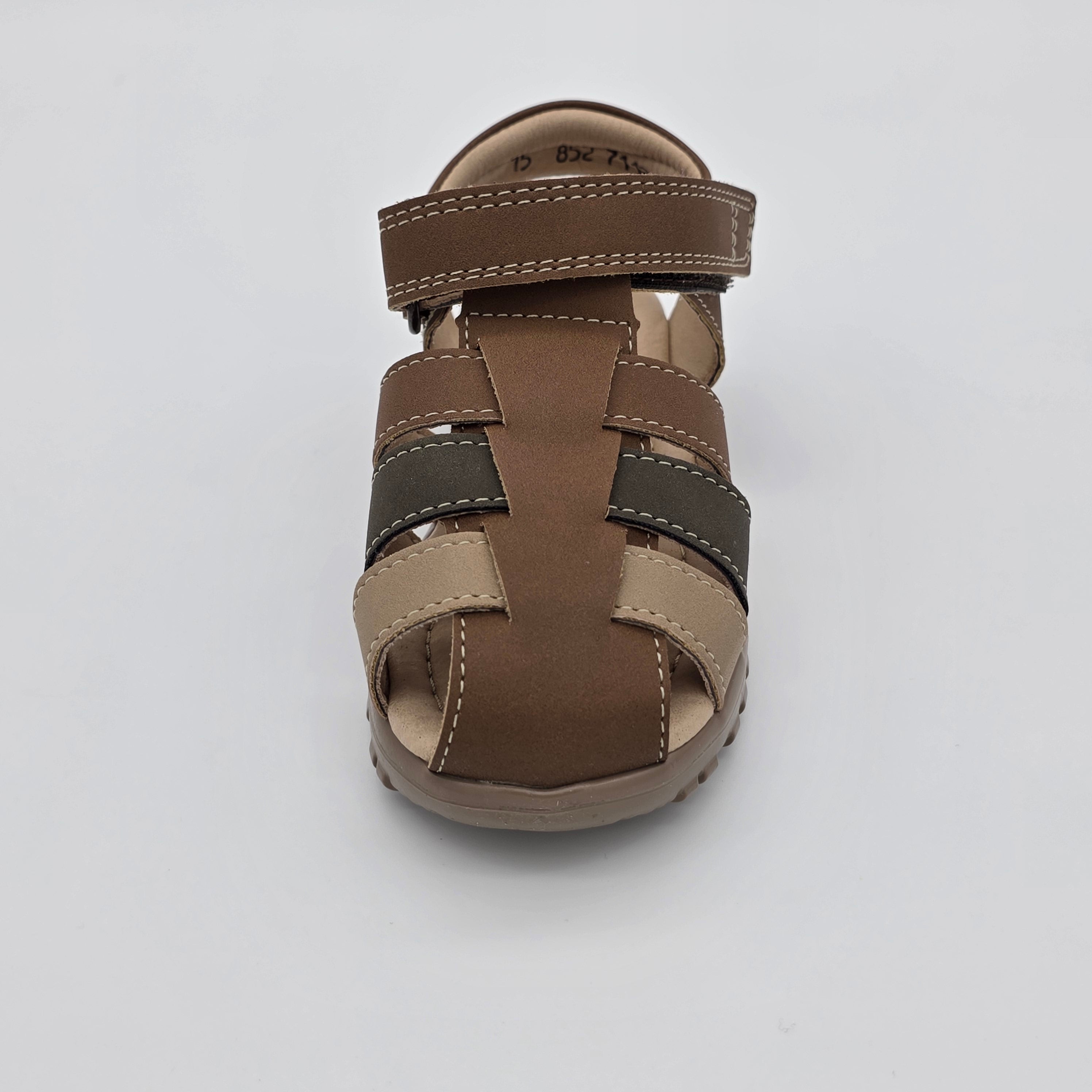 Sandalia Infantil Nobuck Arenilla/Cafe/Verde Militar