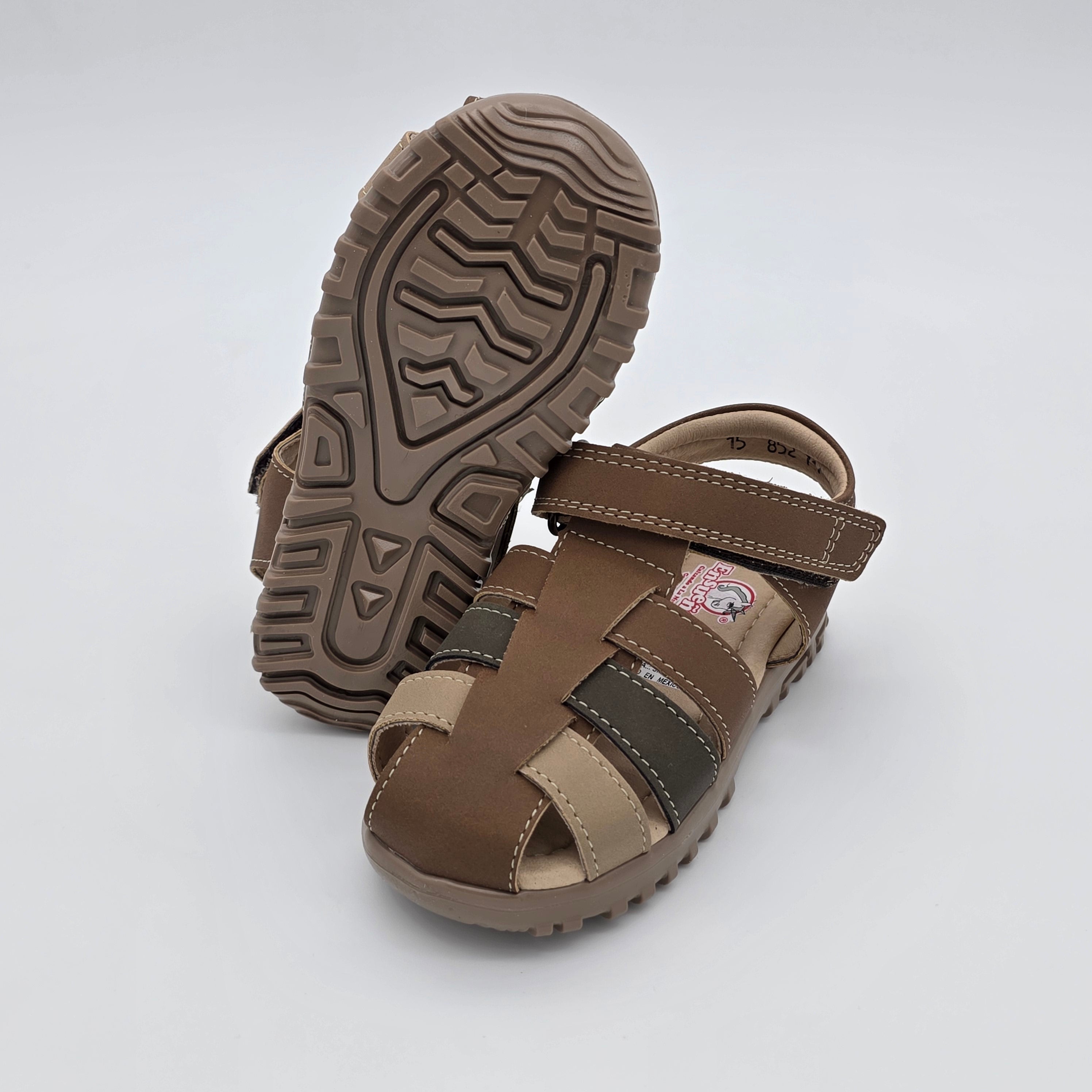 Sandalia Infantil Nobuck Arenilla/Cafe/Verde Militar