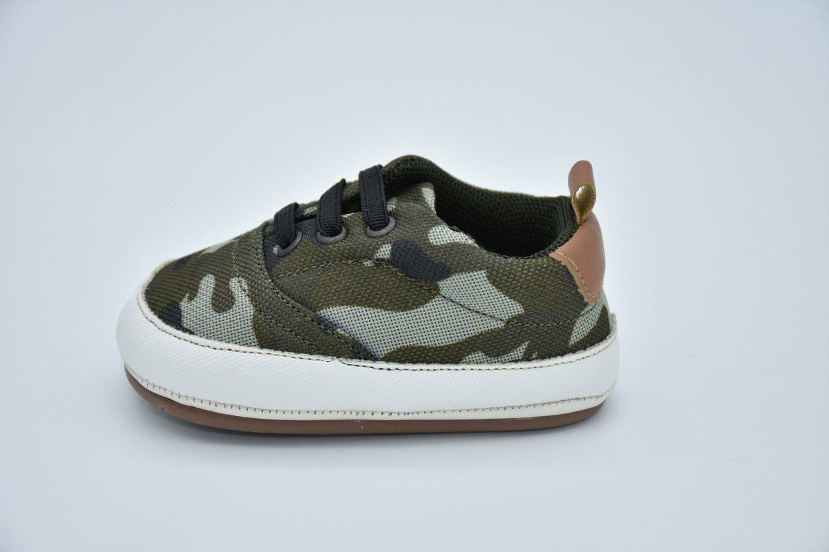 Tenis Infantil Mirruña En Textil Pvc Con Impresión Camuflaje Verde