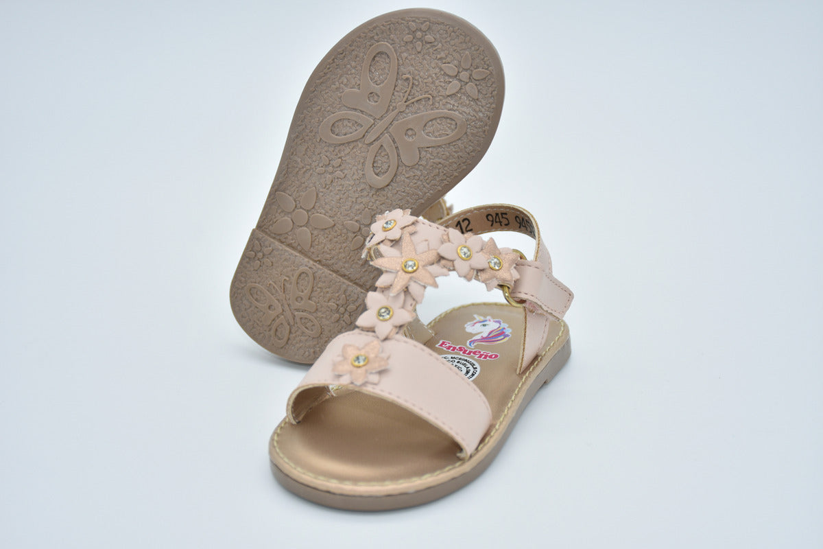 Sandalia Infantil Mirruña En Sintético, Decoración De Flores