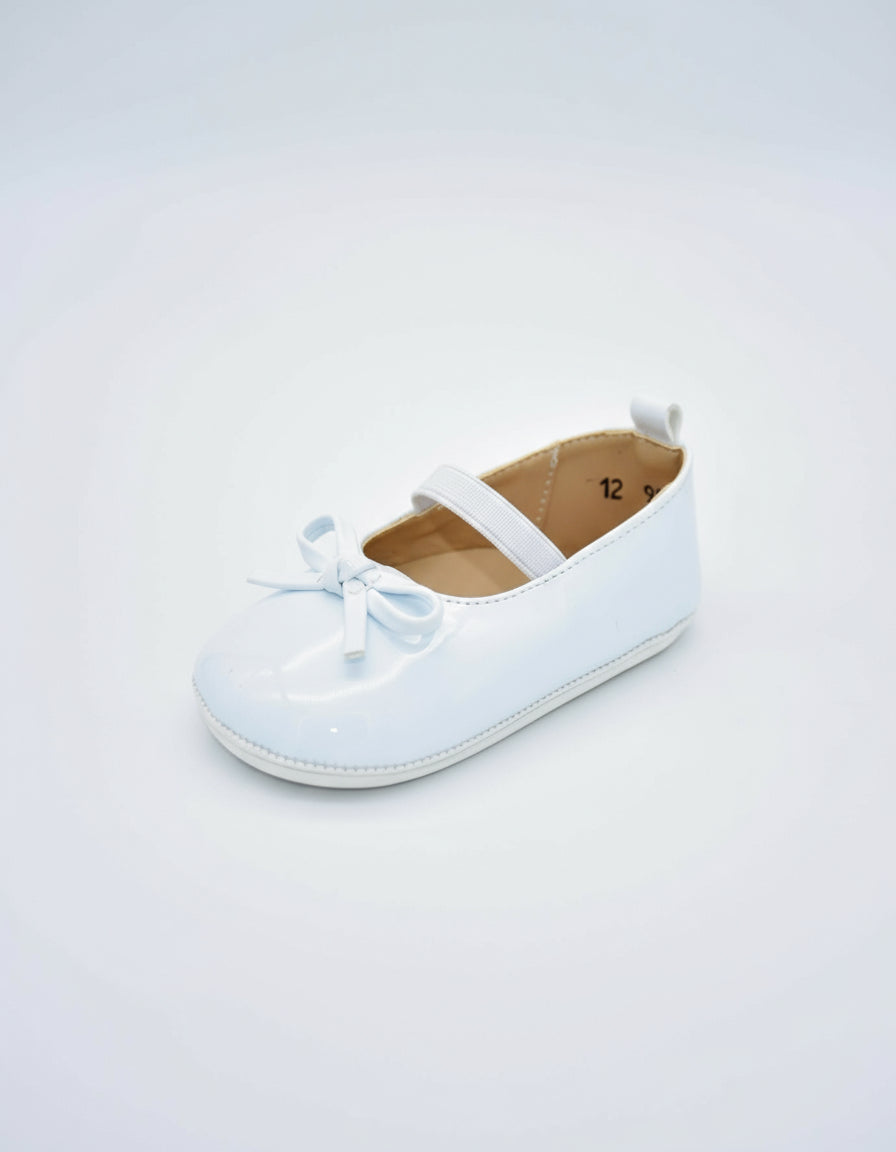 Ballerina Infantil Mirruña En Charol Blanco Con Moño