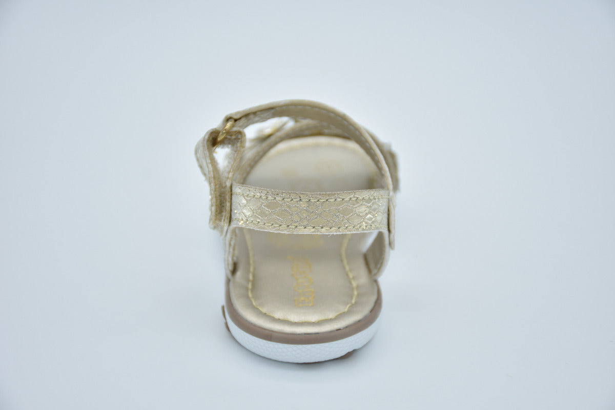 Sandalias Infantil Mirruña En Sintético Oro Ingles Y Flores