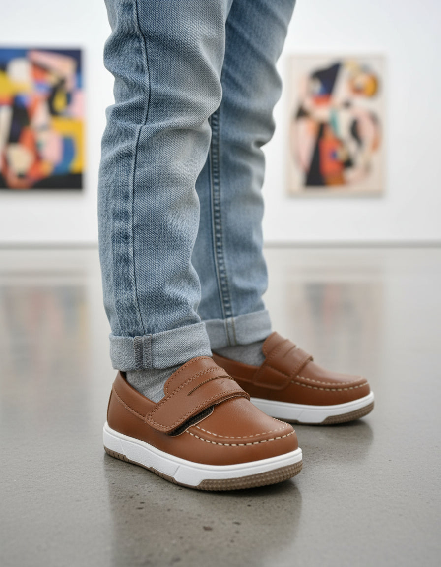 Mocasín Infantil Mirruña Sintético Camel Para Niño