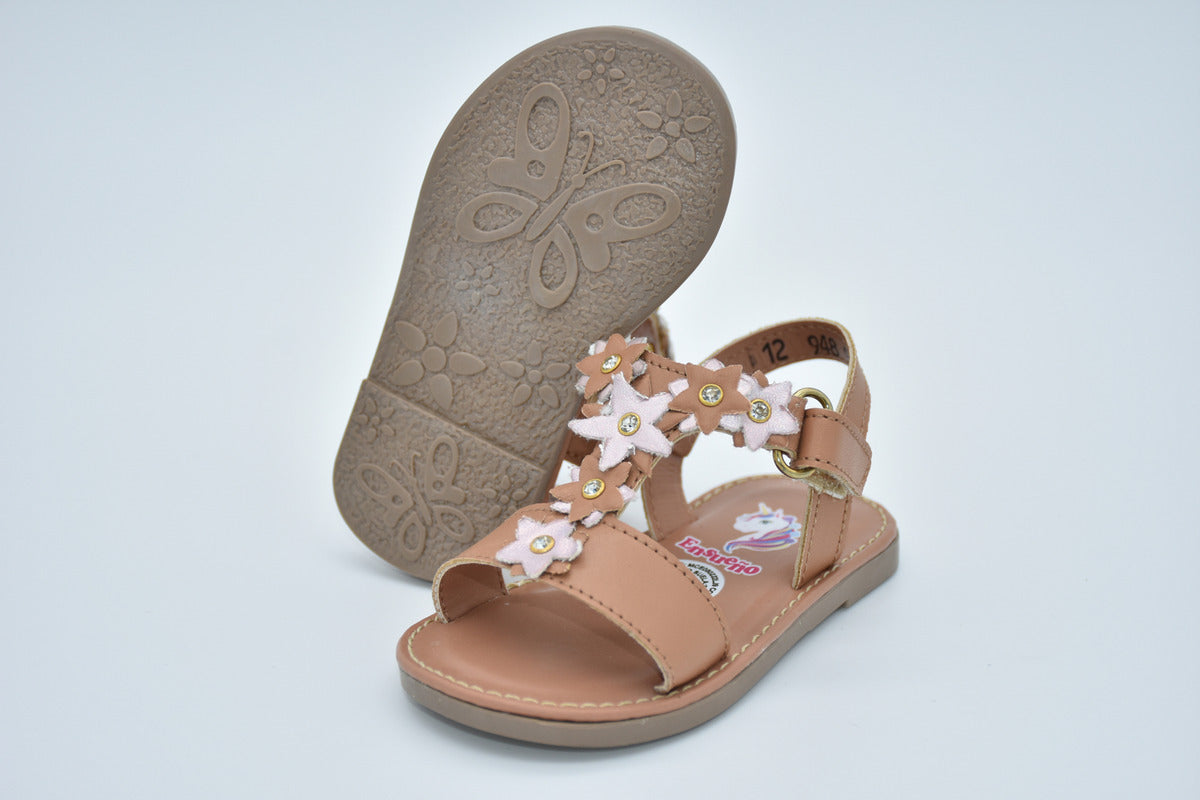 Sandalia Infantil Mirruña En Sintético, Decoración De Flores