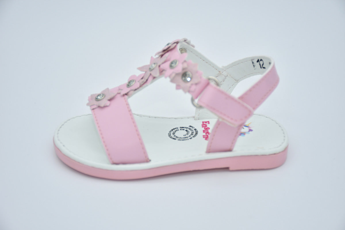 Sandalia Infantil Mirruña En Sintético, Decoración De Flores