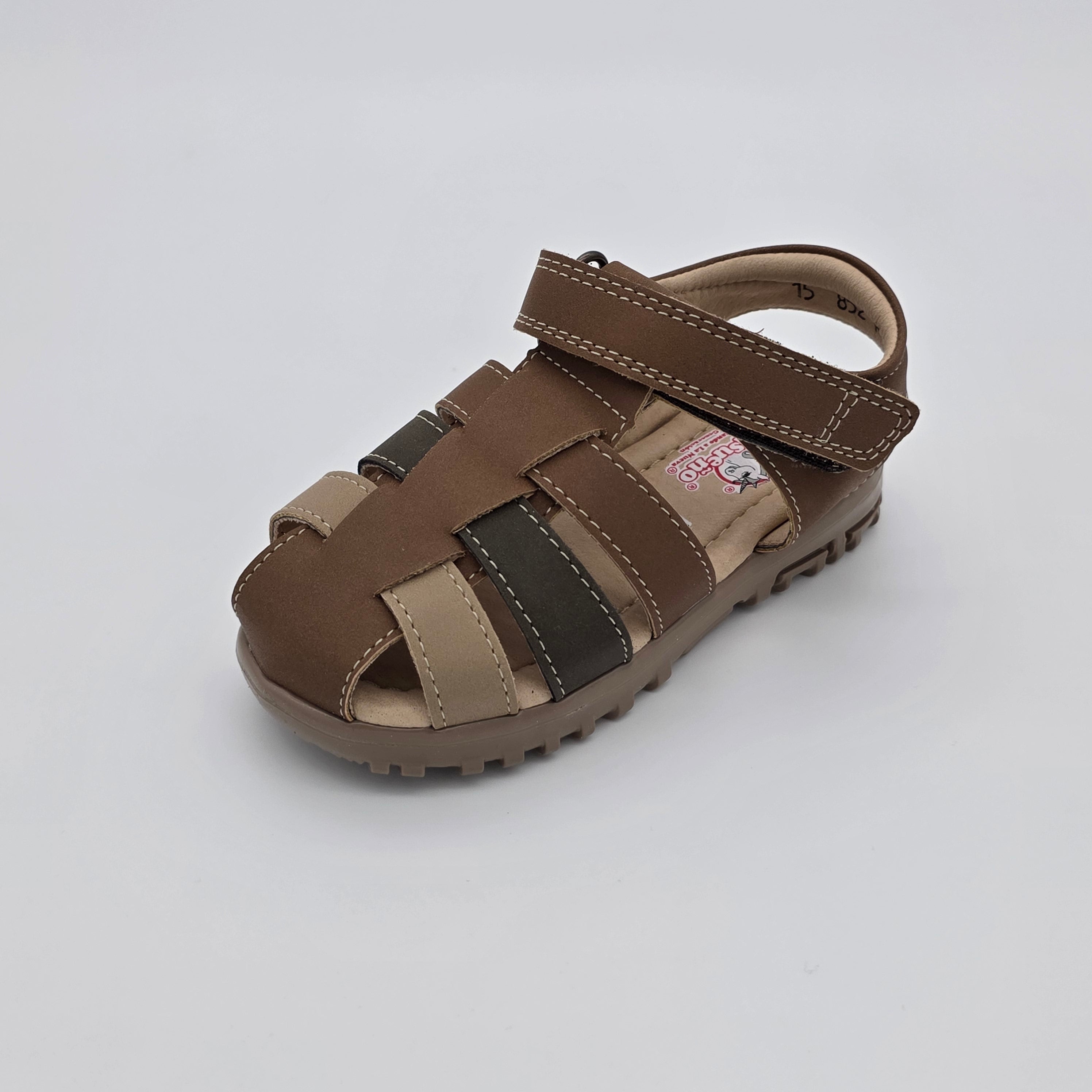 Sandalia Infantil Nobuck Arenilla/Cafe/Verde Militar