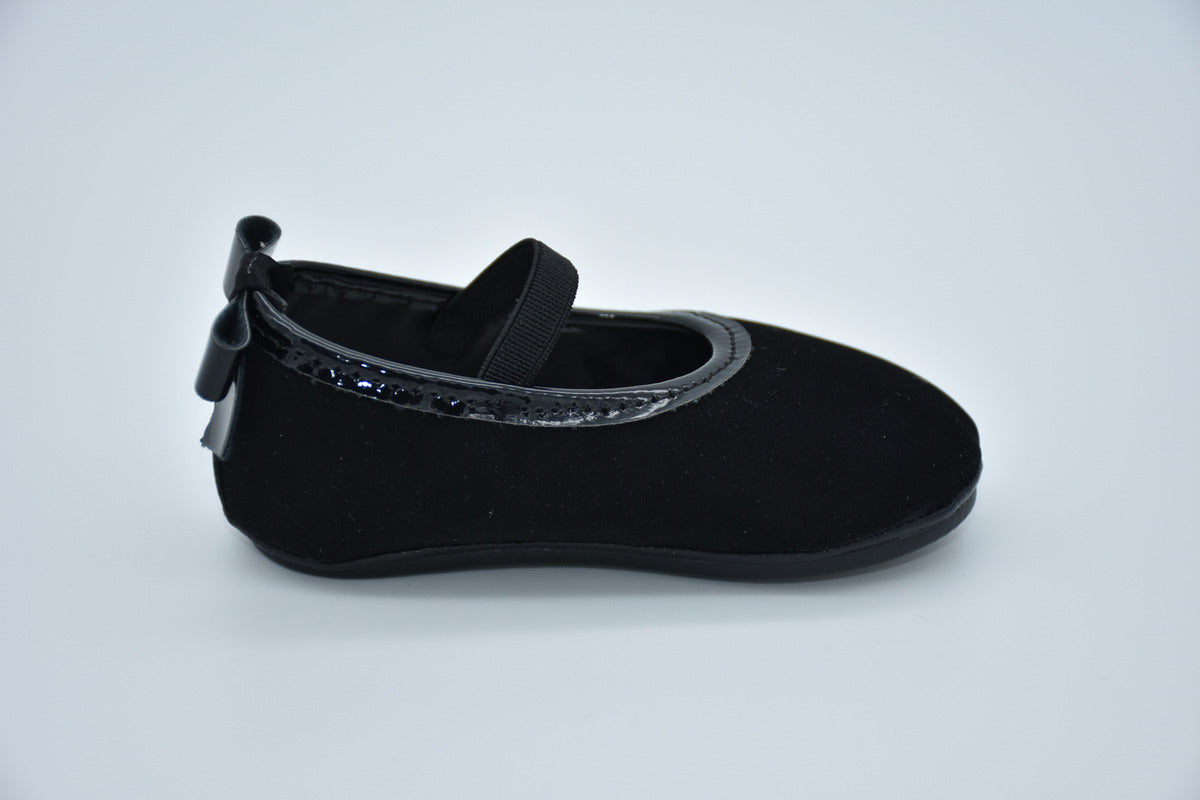 Ballerina Infantil Mirruña En Charol Bucarell Negro Con Moño