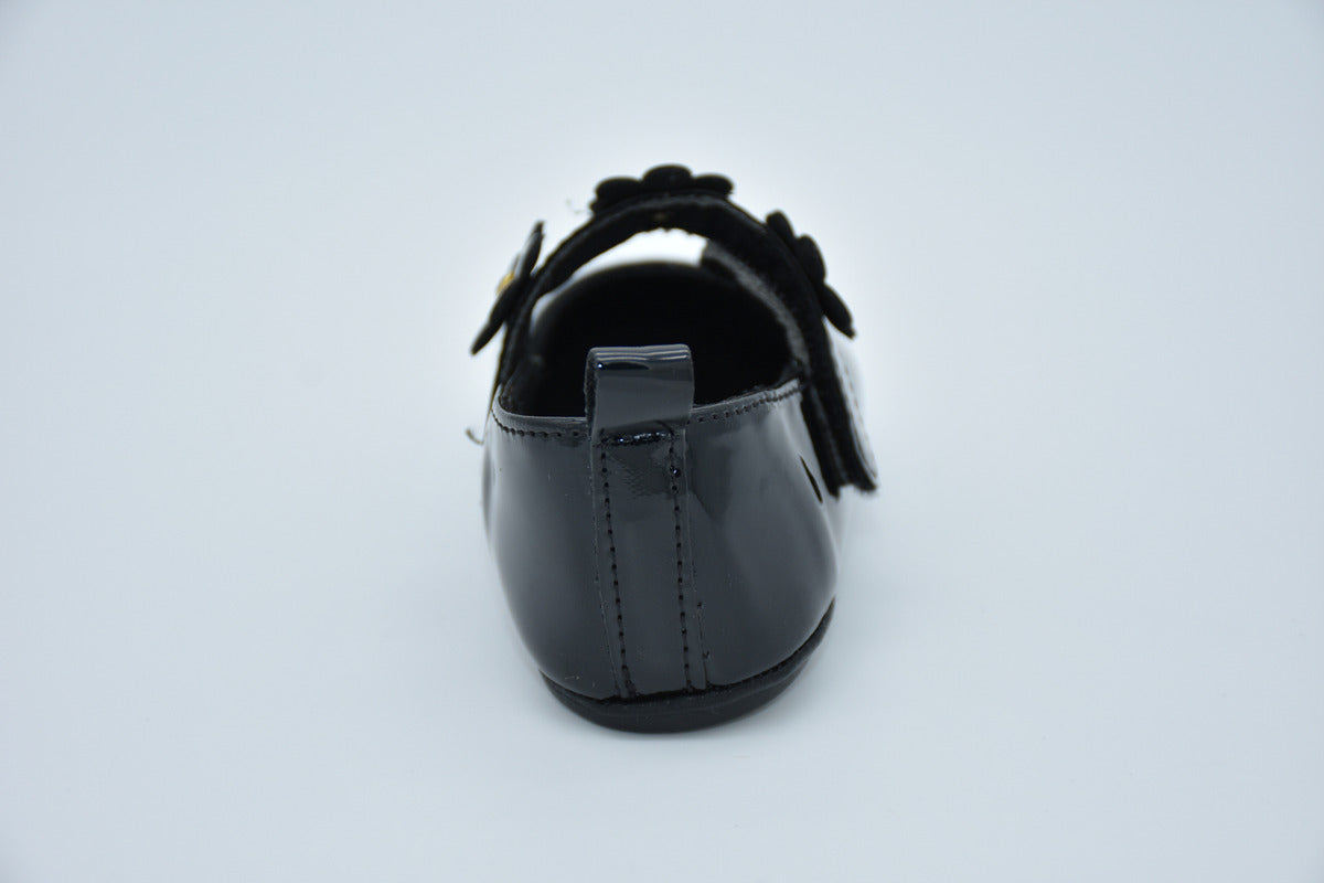 Ballerina Infantil Mirruña Charol Negro Bucarelli Con Flores