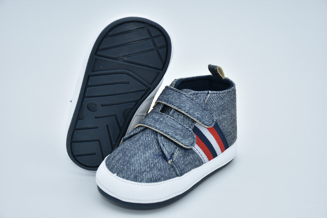 Botita Mirruña Casual Doble Latigo En Sintetico Tipo Denim