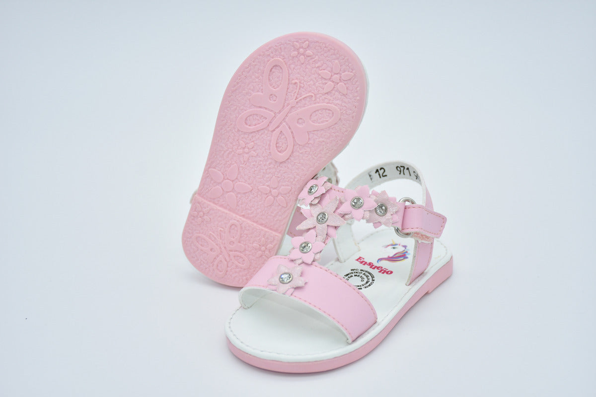 Sandalia Infantil Mirruña En Sintético, Decoración De Flores