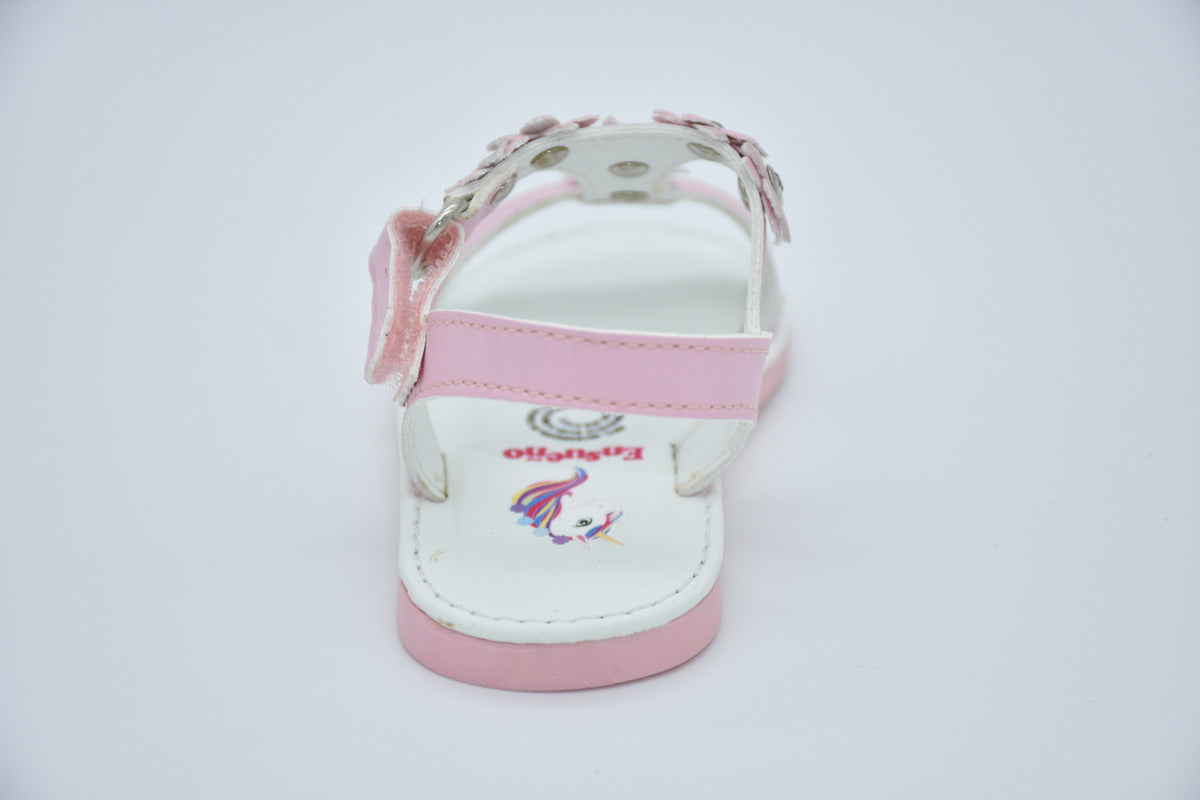 Sandalia Infantil Mirruña Rosa Candy Decoración De Flores