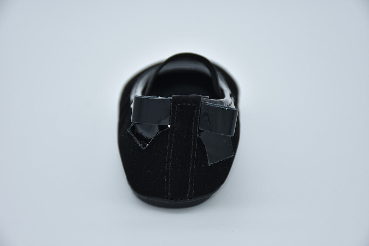 Ballerina Infantil Mirruña En Charol Bucarell Negro Con Moño