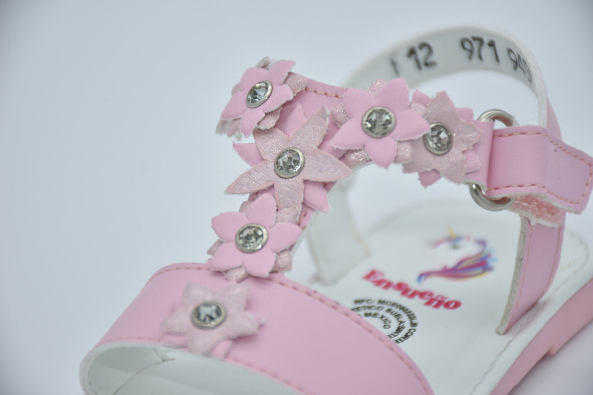 Sandalia Infantil Mirruña En Sintético, Decoración De Flores