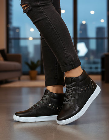 Botita Casual Mirruña Sintetico Negro Galaxy Y Agujeta