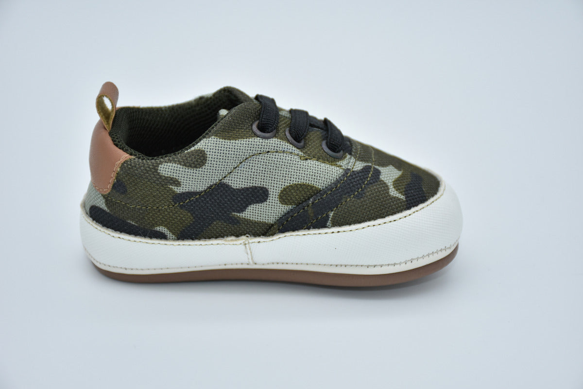 Tenis Infantil Mirruña En Textil Pvc Con Impresión Camuflaje Verde