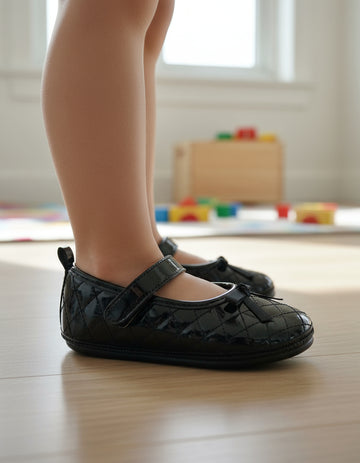 Ballerina Intantil Mirruña Charol Negro Con Moño Capitonado