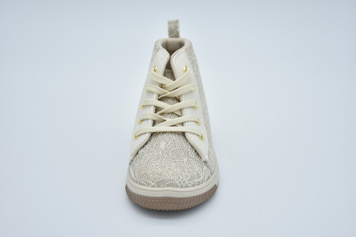 Botita Casual Mirruña Agujeta Sintetico Tipo Encaje Latte