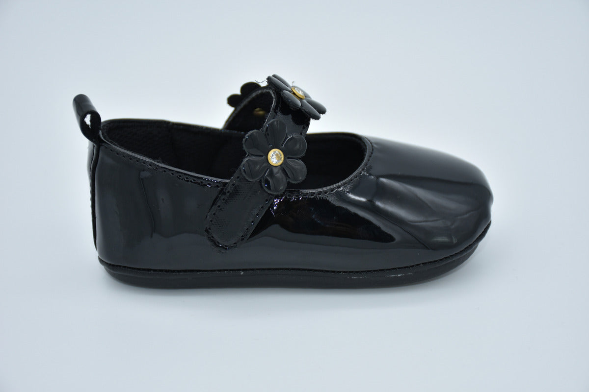 Ballerina Infantil Mirruña Charol Negro Bucarelli Con Flores